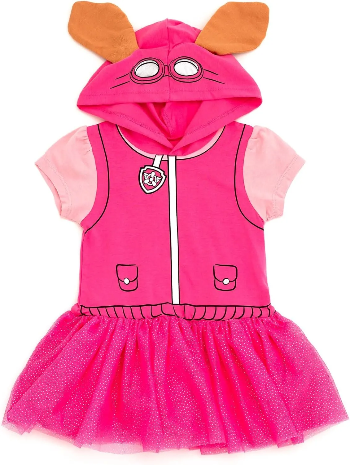 Paw Patrol Girls Hooded Cosplay T-Shirt Dress and Leggings Outfit Set Toddler to Little Kid Sizes (2T - 7-8)