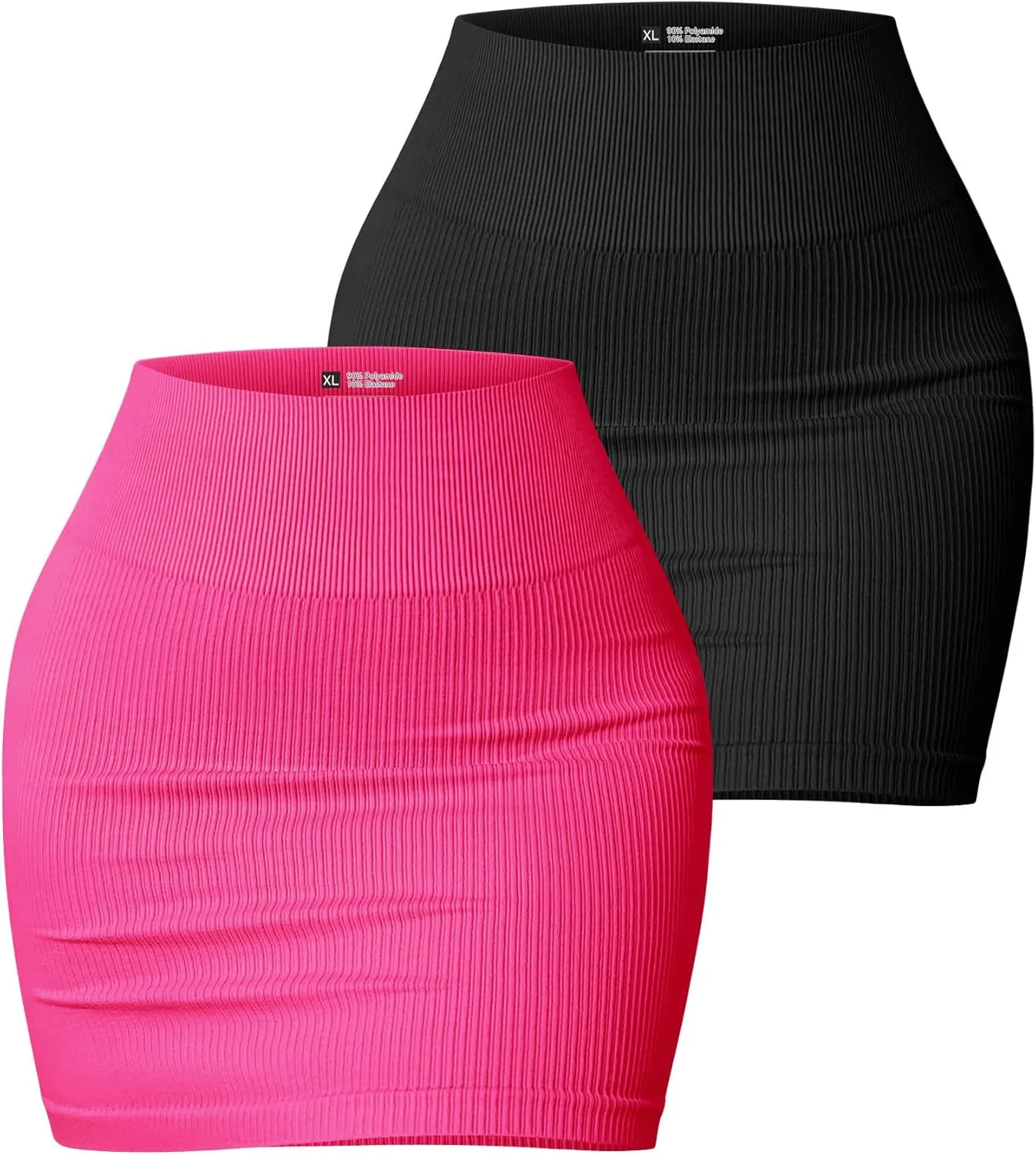 PEIQI Women's 2 Piece Skirt Set Basic Stretchy Ribbed Casual High Waist Bodycon Mini Skirts