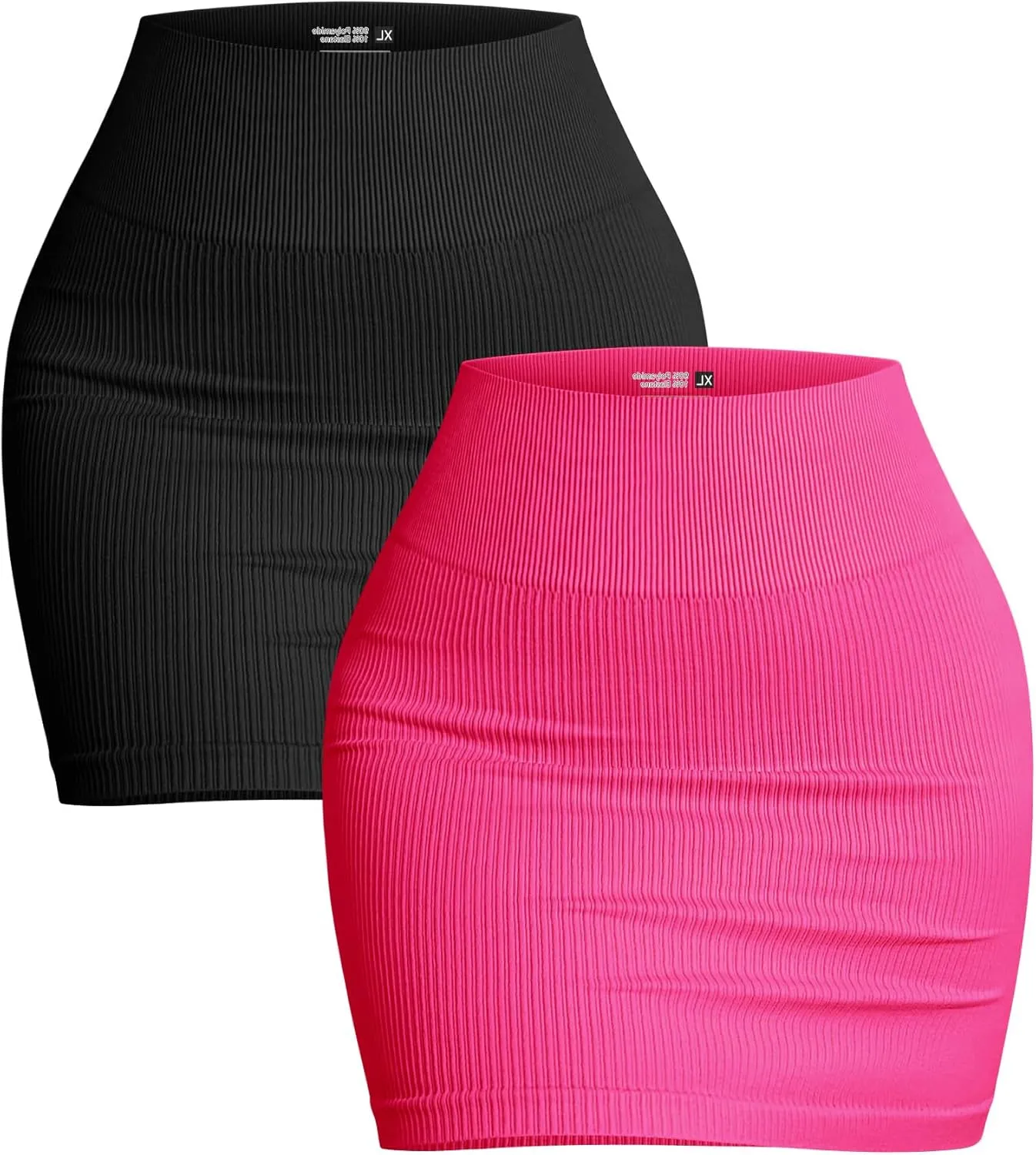 PEIQI Women's 2 Piece Skirt Set Basic Stretchy Ribbed Casual High Waist Bodycon Mini Skirts