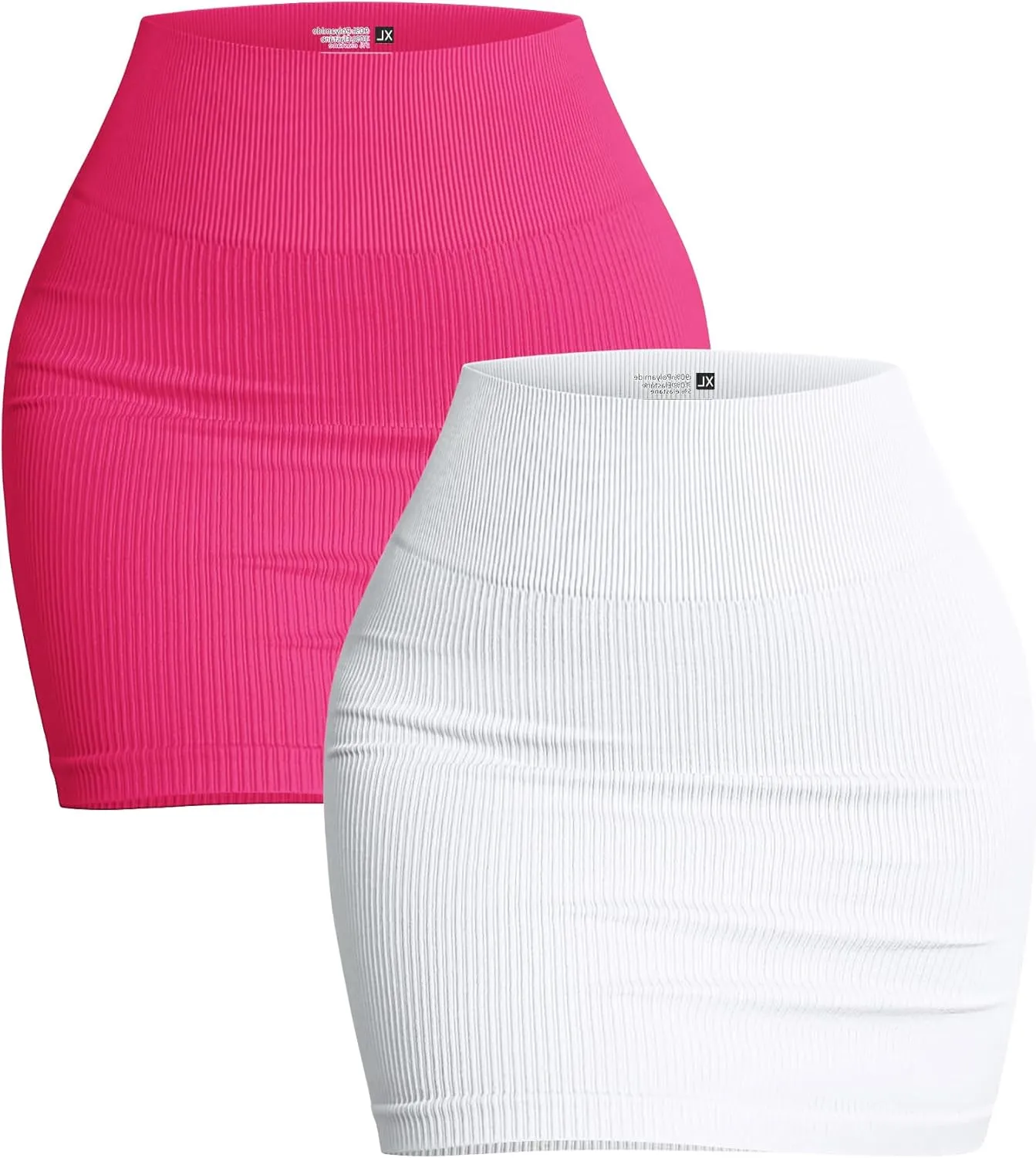 PEIQI Women's 2 Piece Skirt Set Basic Stretchy Ribbed Casual High Waist Bodycon Mini Skirts
