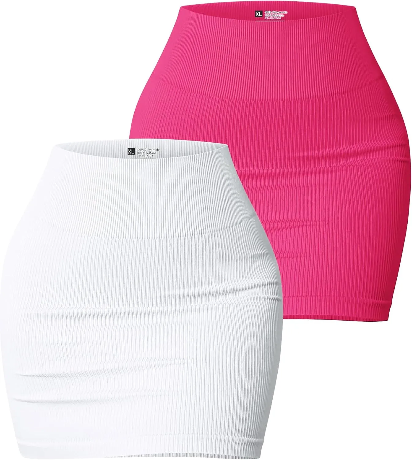 PEIQI Women's 2 Piece Skirt Set Basic Stretchy Ribbed Casual High Waist Bodycon Mini Skirts