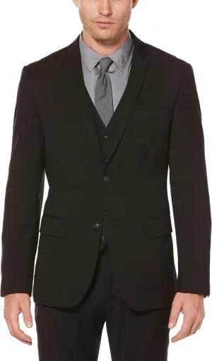 Perry Ellis Men's Solid Stretch Suit Jacket with Chest Pocket, Two-button Closure, Two Front Flap Pockets, Textured Fabric