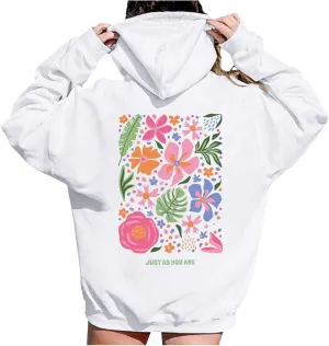 Pink Graphic Hoodie For Women 2024 Cute Preppy Hoodies Teen Girls Oversized Sweatshirt Y2k Drawstring Pullover With Pockets