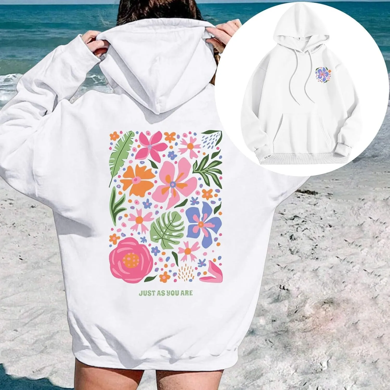 Pink Graphic Hoodie For Women 2024 Cute Preppy Hoodies Teen Girls Oversized Sweatshirt Y2k Drawstring Pullover With Pockets