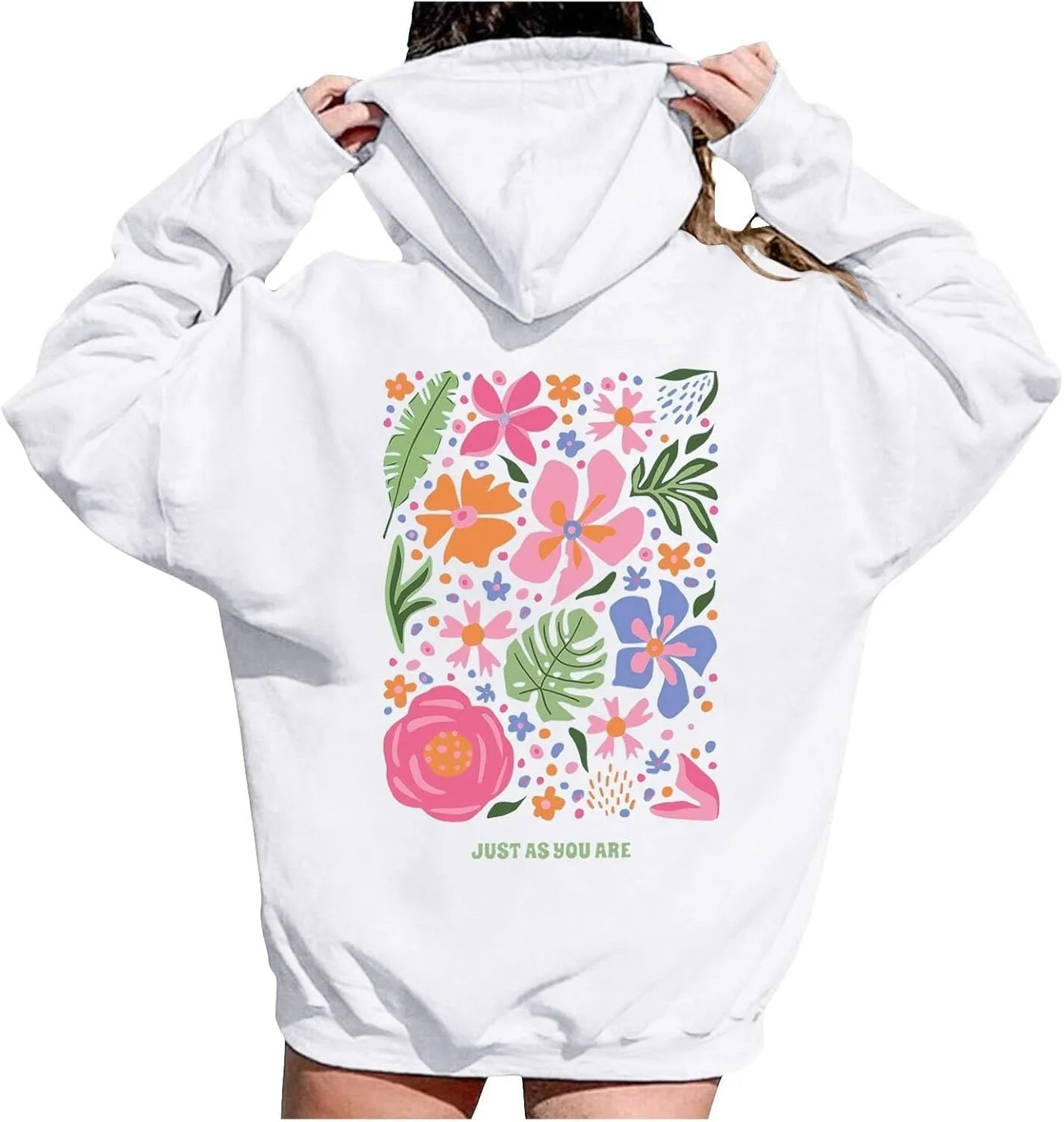 Pink Graphic Hoodie For Women 2024 Cute Preppy Hoodies Teen Girls Oversized Sweatshirt Y2k Drawstring Pullover With Pockets