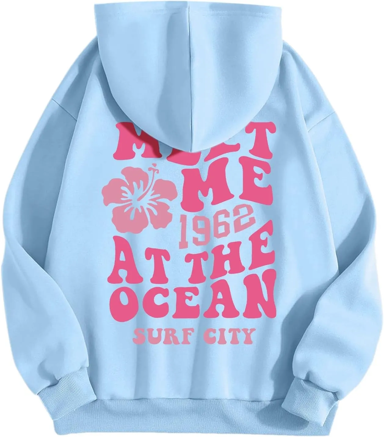 Pink Hoodie for Teen Girls Cute Preppy Clothes Women Fashion Trendy Beach Graphic Sweatshirts Hoodies
