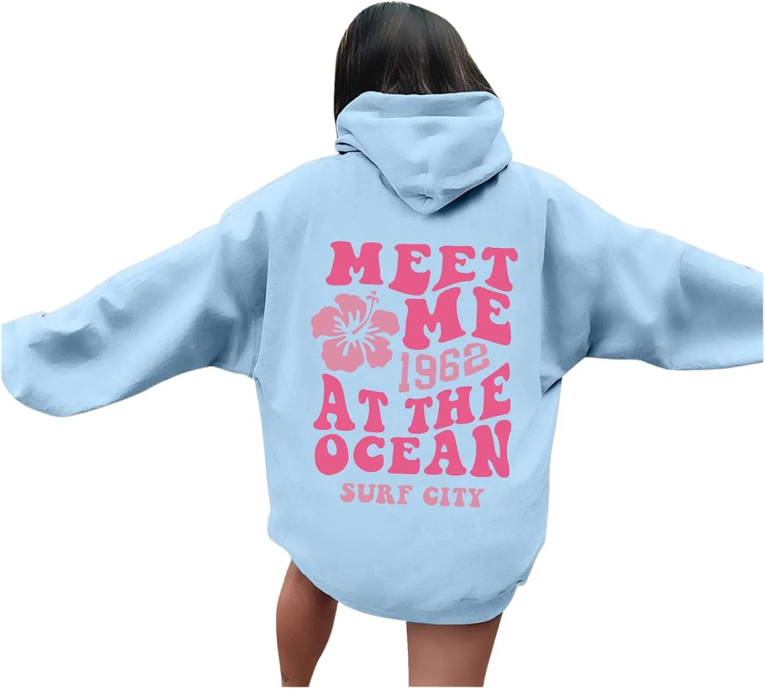 Pink Hoodie for Teen Girls Cute Preppy Clothes Women Fashion Trendy Beach Graphic Sweatshirts Hoodies