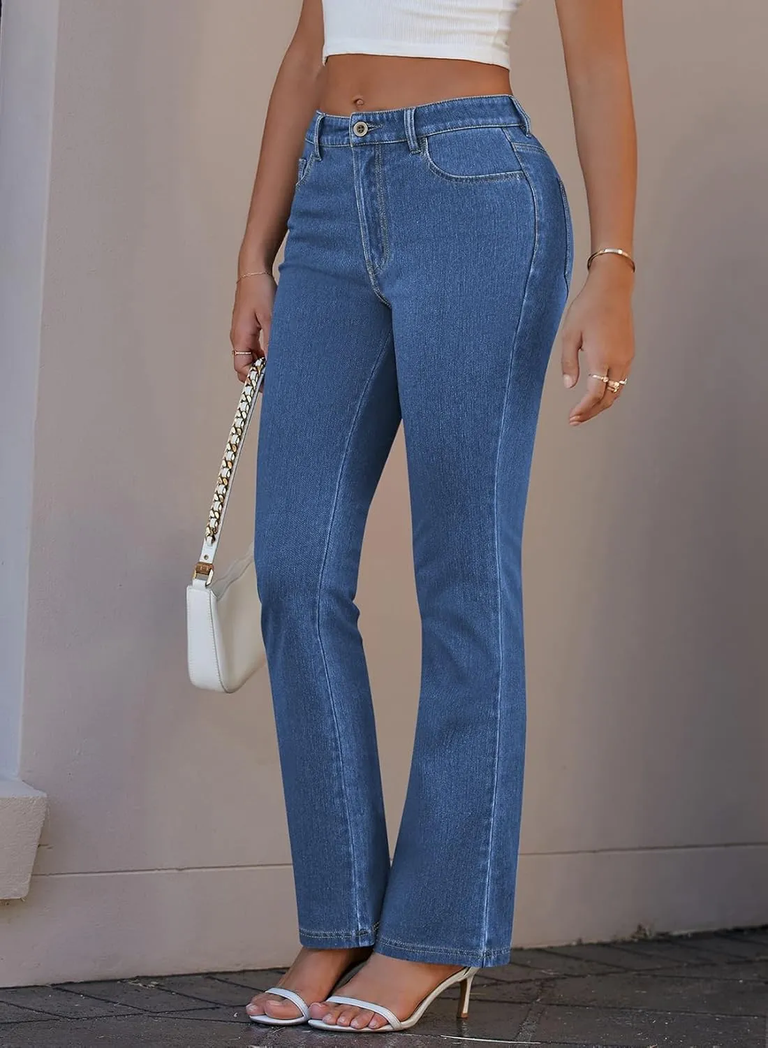 Pink Queen Women Bootcut Stretchy Jeans High Waisted Curvy Fit Trouser Pant