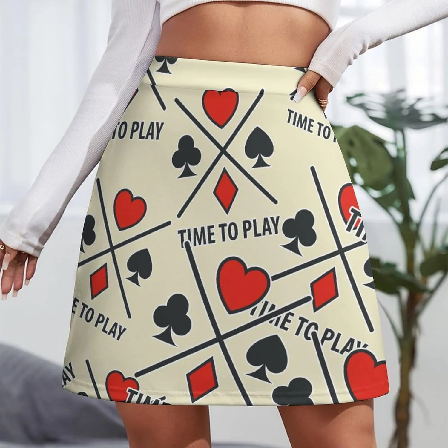 Playing Poker Card Women's Mini Skirts High Waist Short Skorts Casual A-line Skirt
