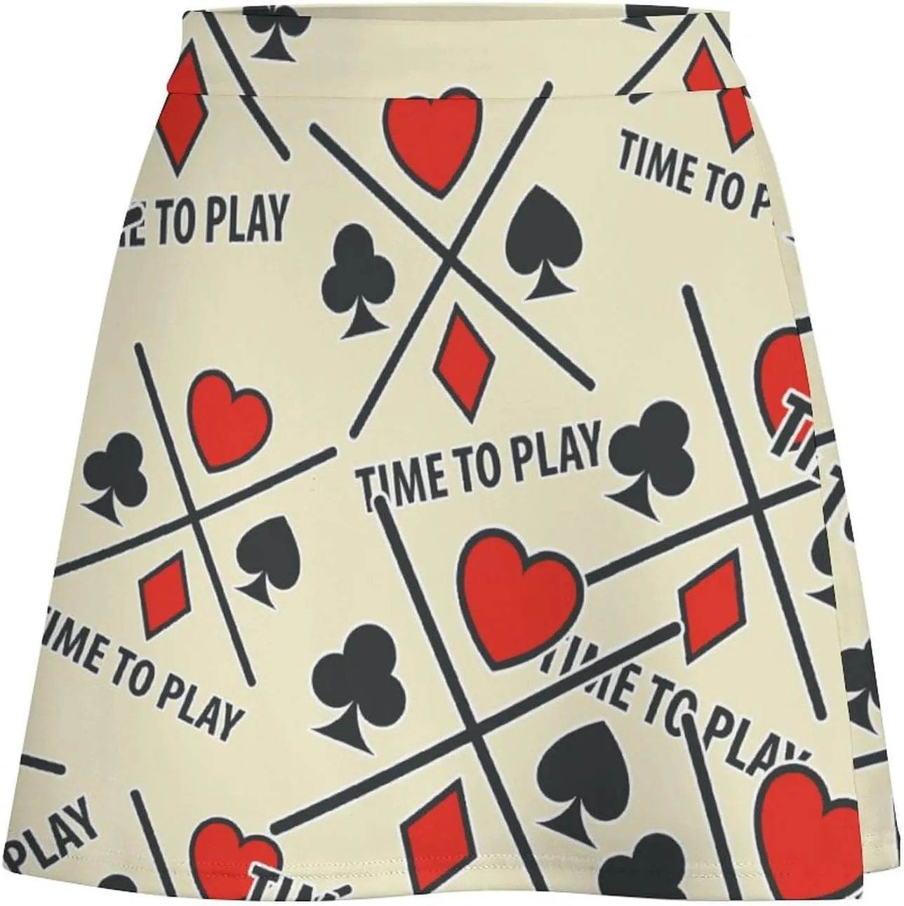 Playing Poker Card Women's Mini Skirts High Waist Short Skorts Casual A-line Skirt