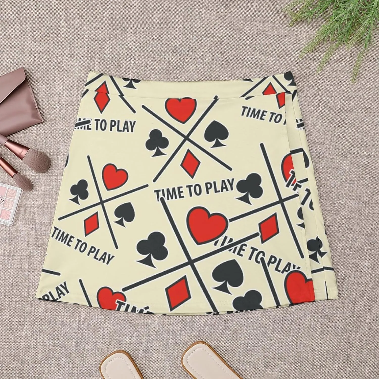Playing Poker Card Women's Mini Skirts High Waist Short Skorts Casual A-line Skirt