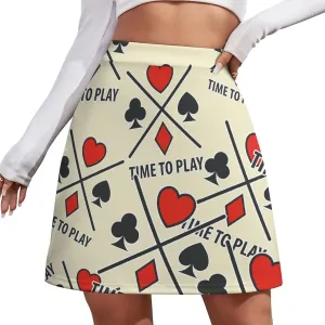 Playing Poker Card Women's Mini Skirts High Waist Short Skorts Casual A-line Skirt