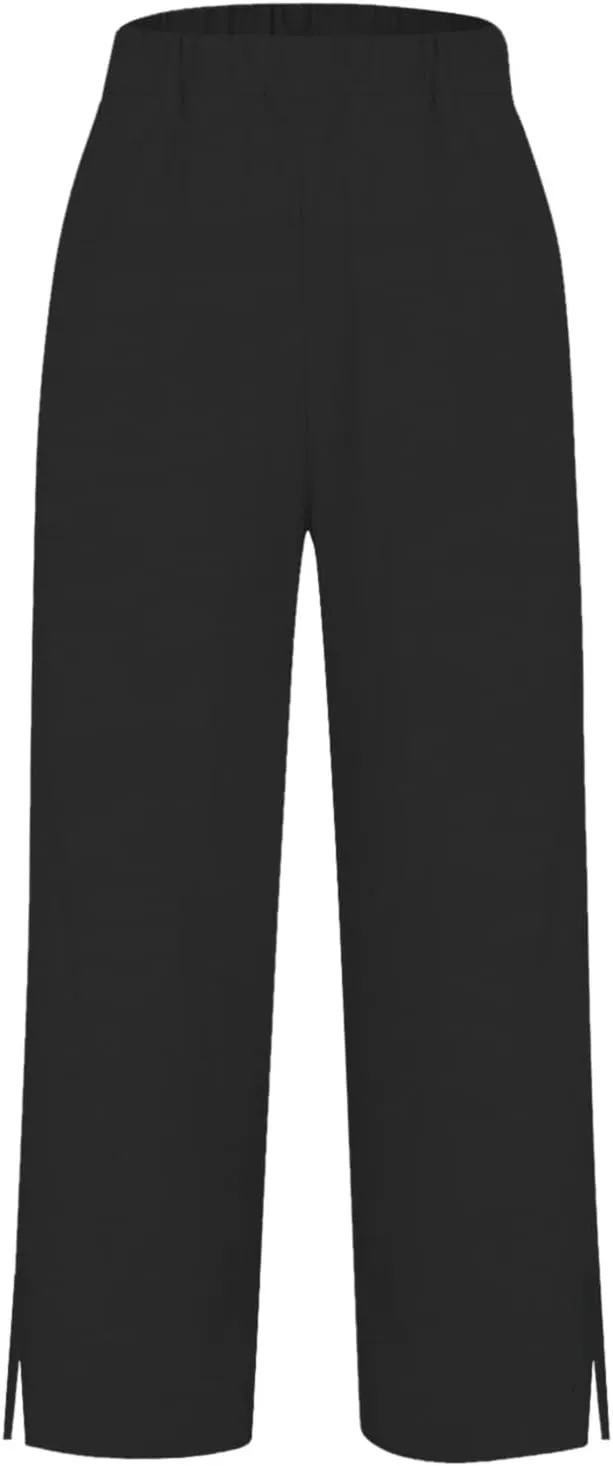 Plus Size Linen Pants for Women High Waisted Drawstring Cropped Capri Pants Casual Summer Work Pants Trousers 2025