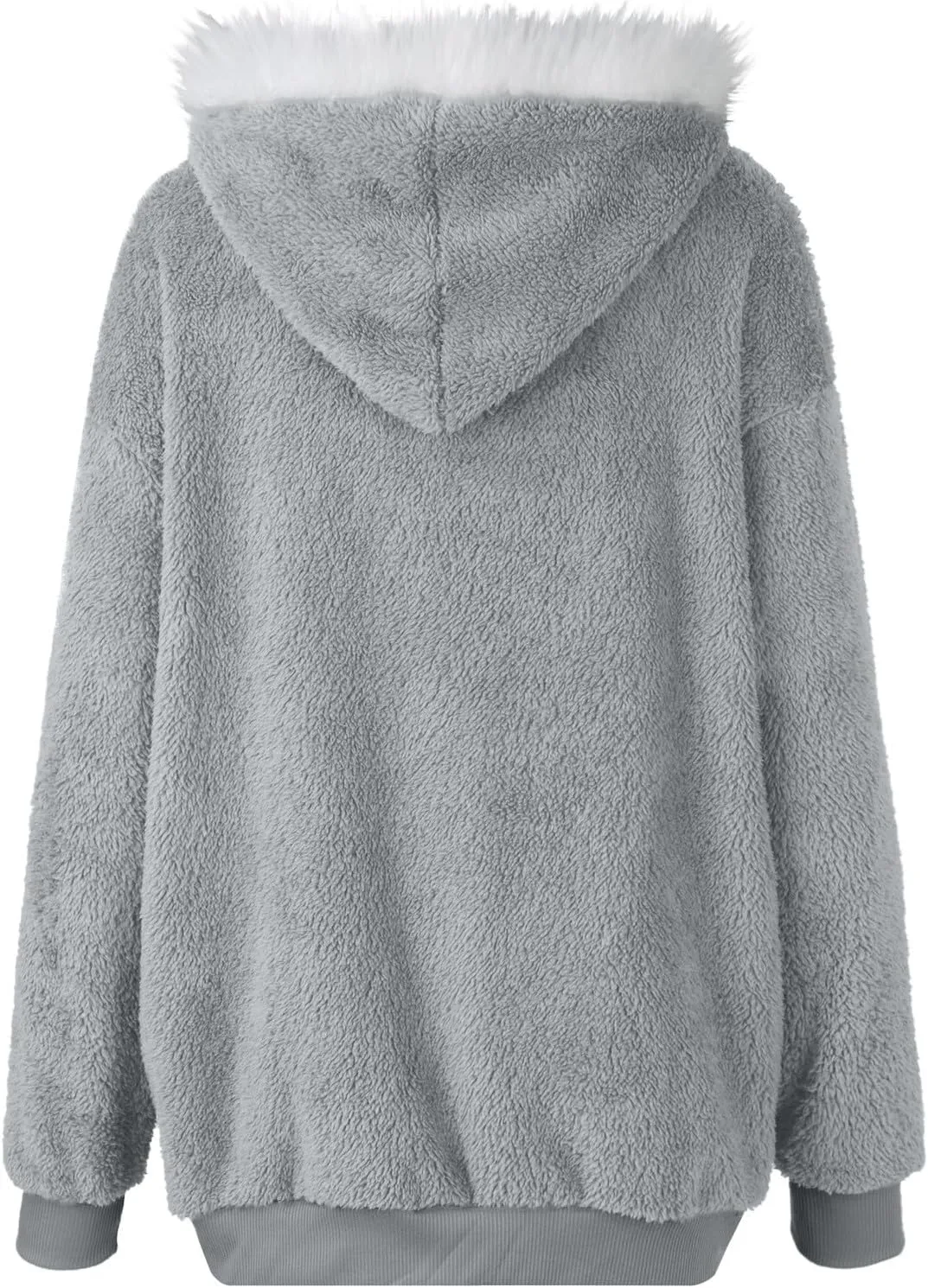 Plus Size Winter Coats For Women Full Zip Oversized Fleece Sherpa Jacket Drawstring Fuzzy Hooded Outerwear w/Pockets
