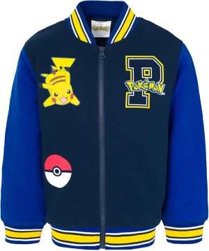 Pokemon French Terry Zip Up Varsity Bomber Jacket Little Kid to Big Kid Sizes (4-18-20)