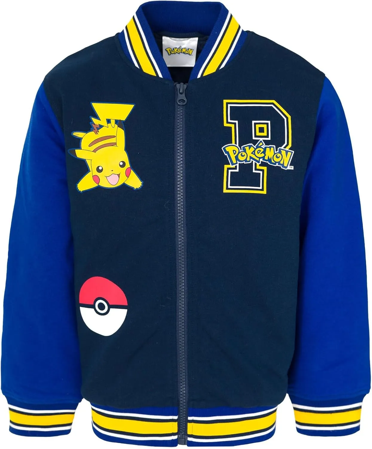 Pokemon French Terry Zip Up Varsity Bomber Jacket Little Kid to Big Kid Sizes (4-18-20)