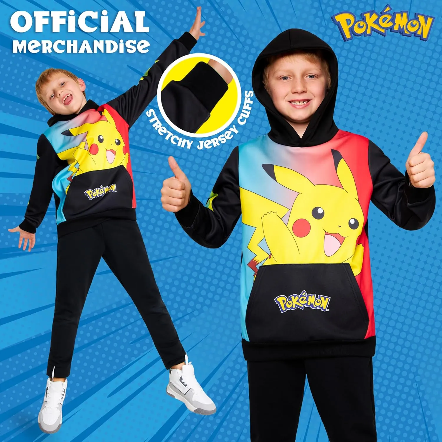Pokemon Hoodie for Boys & Teens Hooded Sweatshirt Warm Anime Pikachu Sweater