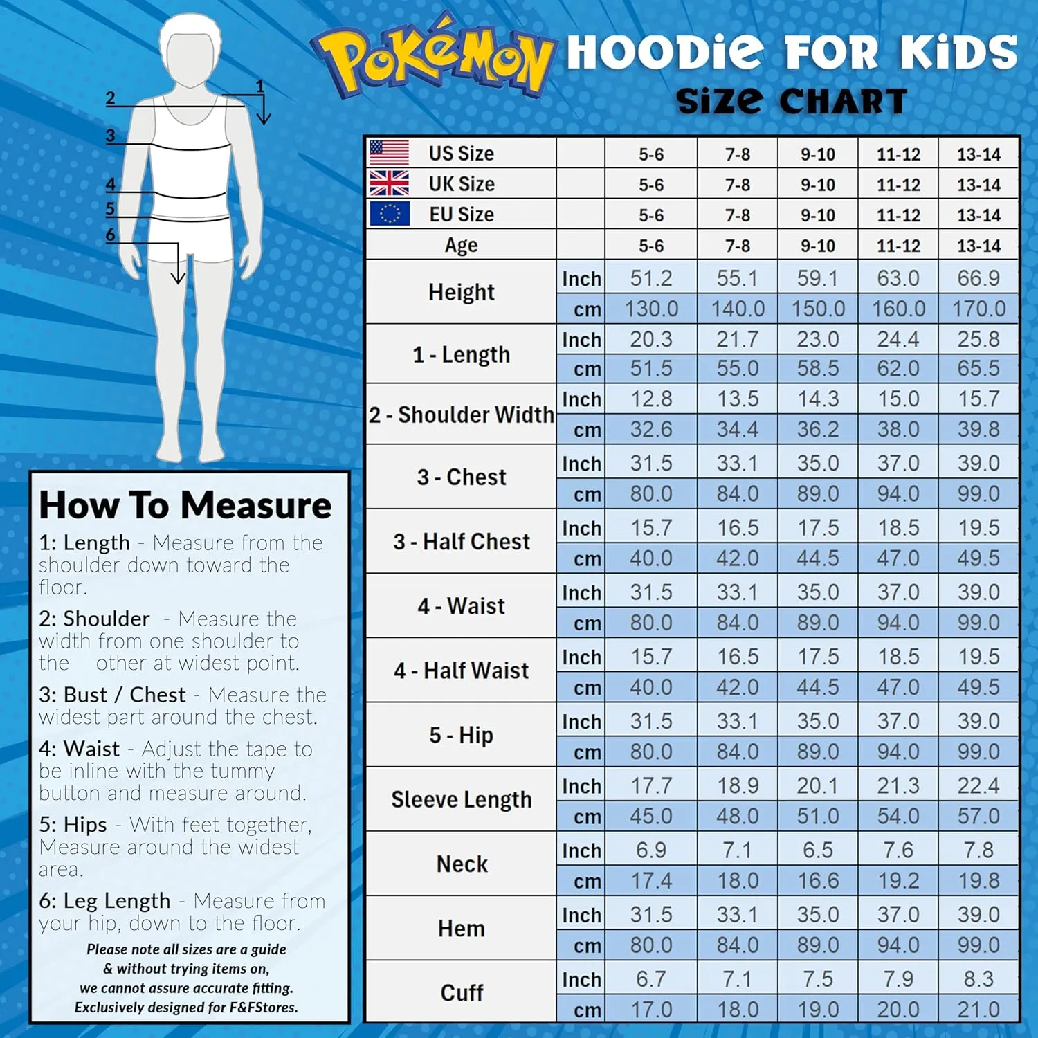 Pokemon Hoodie for Boys & Teens Hooded Sweatshirt Warm Anime Pikachu Sweater