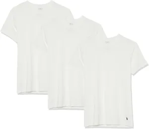 POLO Men's Slim Fit Stretch Crew Tee, White/Cruise Navy-3 Pack, X-Large