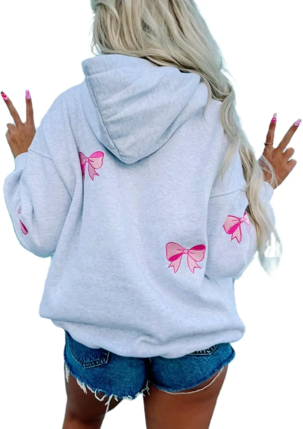 Preppy Embroidered Flower Hoodies for Teen Girl Women Y2K Back Graphic Printed Oversized Pullover Hooded Sweatshirts