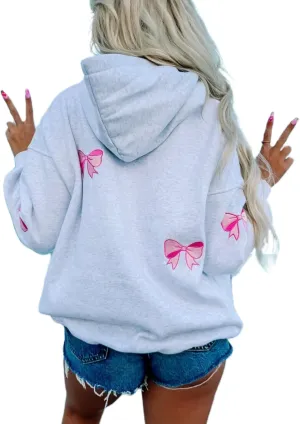 Preppy Embroidered Flower Hoodies for Teen Girl Women Y2K Back Graphic Printed Oversized Pullover Hooded Sweatshirts