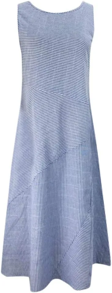 PTOLOCIF Linen Dress for Women, 2024 Summer Trendy Plain Maxi Dress Plus Size Cotton Linen Dress Crewneck Sleeveless Sundress