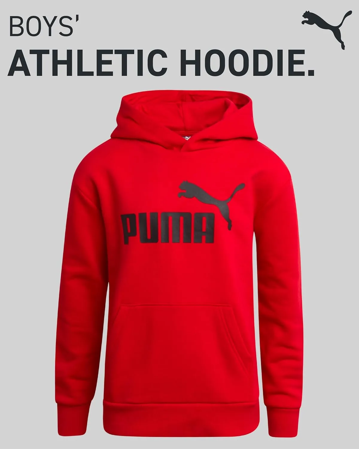 PUMA Boys' Athletic Hoodie - Fleece Pullover Hoodie Sweatshirt with Kangaroo Pockets - Fashion Hoodies for Boys (Sizes: 8-20)