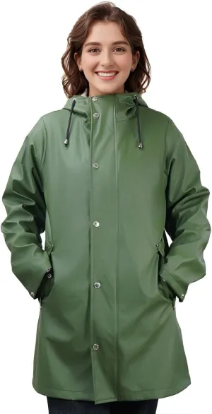 Rain Jackets for Women, Rain Coats Long Hooded Outdoor Waterproof Windbreaker Women's Trench Coat
