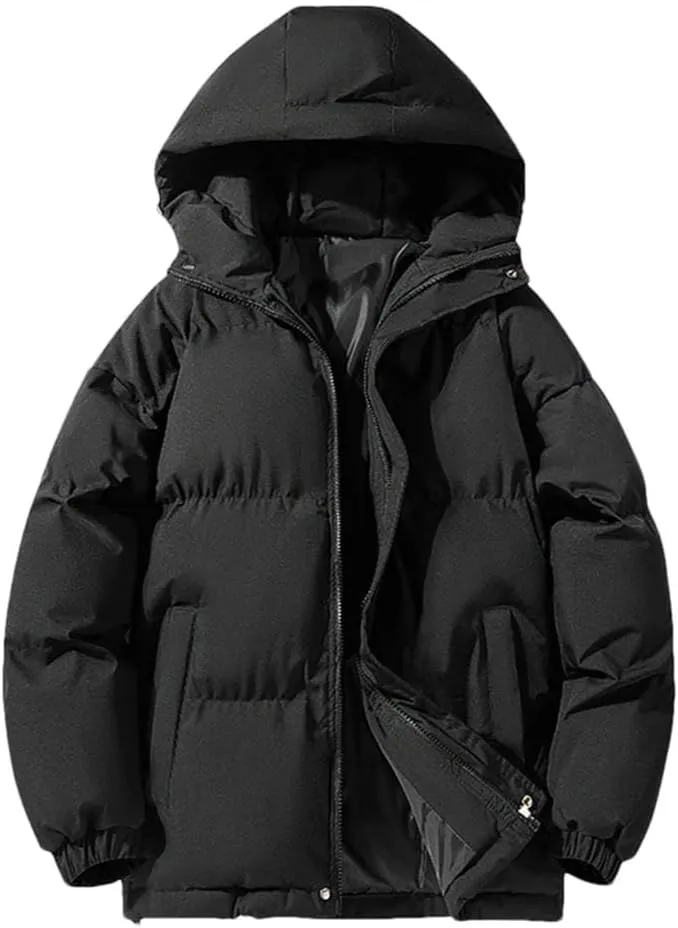 REHJJDFD Men's Warm Jacket Cotton Padded Jacket Casual Sports Jacket Men's Hooded Warm Thick Parkas