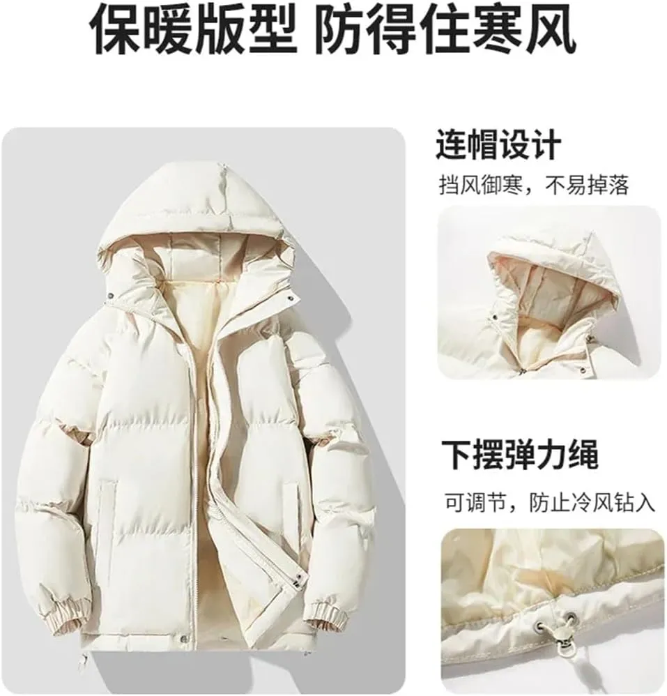 REHJJDFD Men's Warm Jacket Cotton Padded Jacket Casual Sports Jacket Men's Hooded Warm Thick Parkas