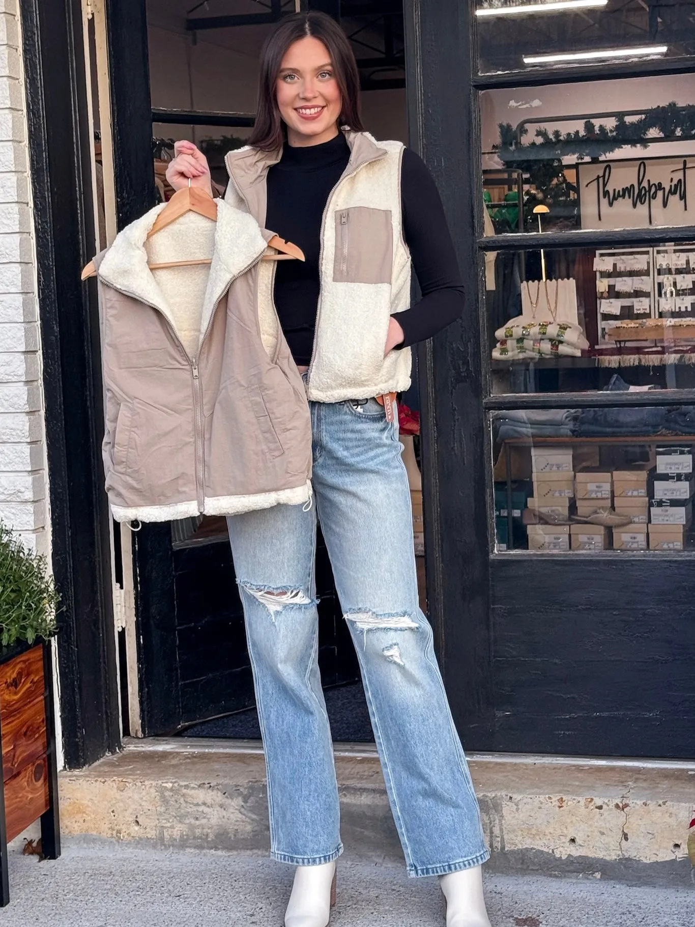 Reversible Fleece Vest With Side Pockets