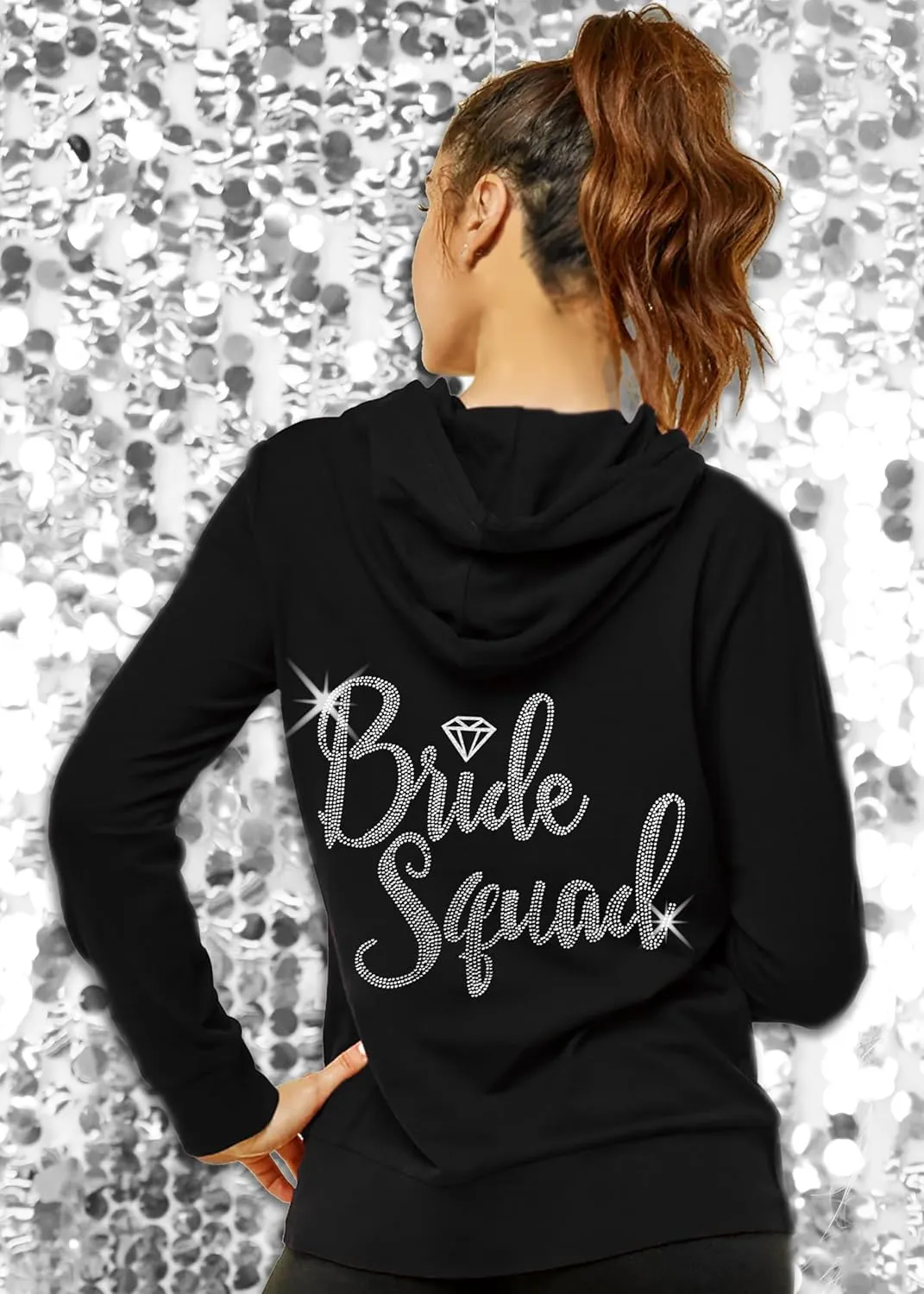 RhinestoneSash Bride Sweatshirt - Bride to Be Bridal Shower Spa Day Zip Up Jacket - Bachelorette Party Hoodie