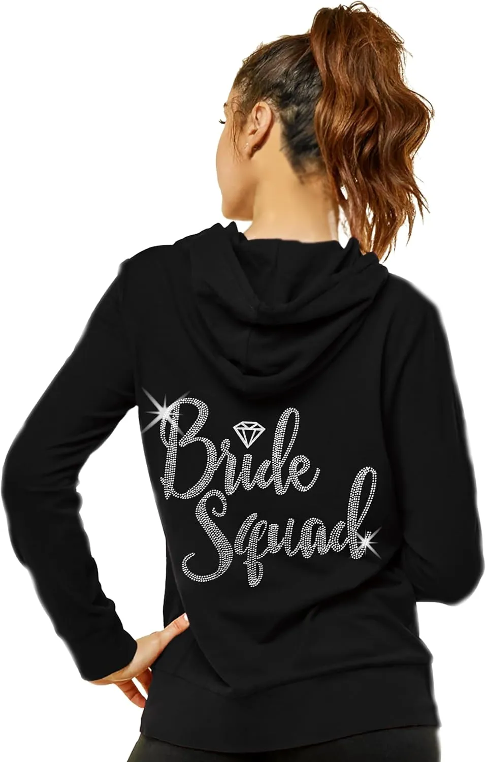 RhinestoneSash Bride Sweatshirt - Bride to Be Bridal Shower Spa Day Zip Up Jacket - Bachelorette Party Hoodie