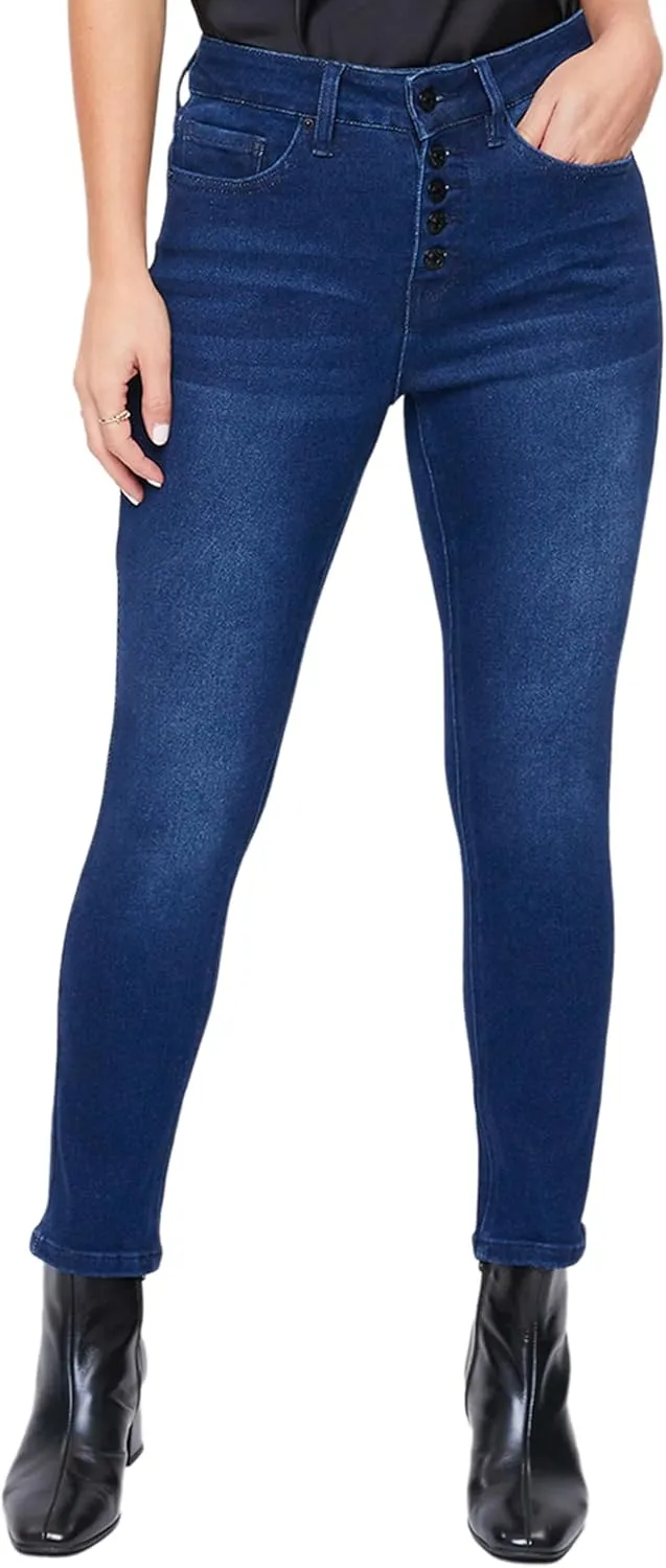 Royalty For Me Womens YMI Jeans Women's Vintage High Rise Button Fly Skinny Anklet Jeans