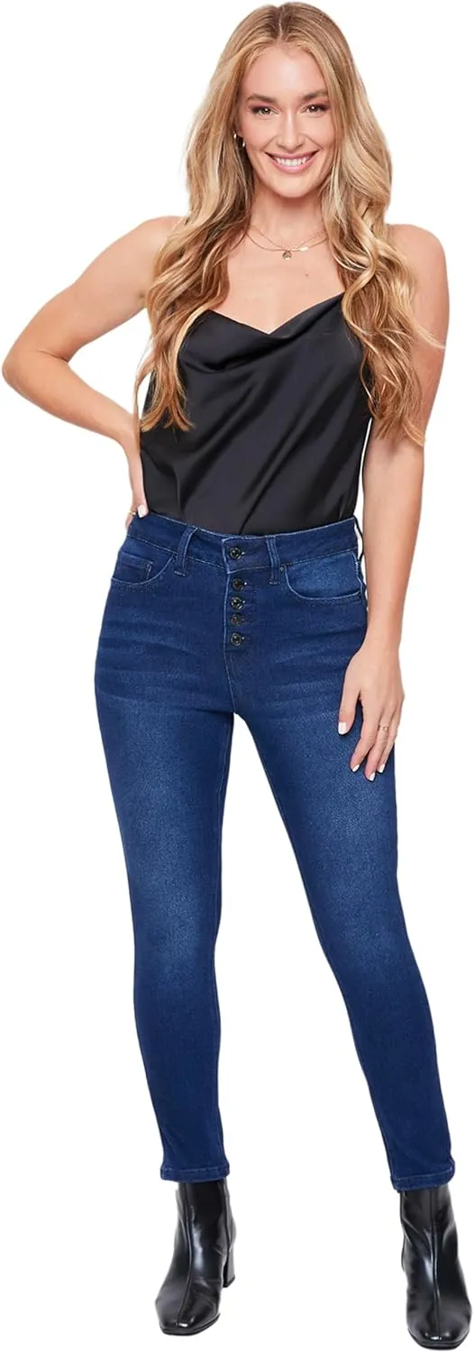 Royalty For Me Womens YMI Jeans Women's Vintage High Rise Button Fly Skinny Anklet Jeans