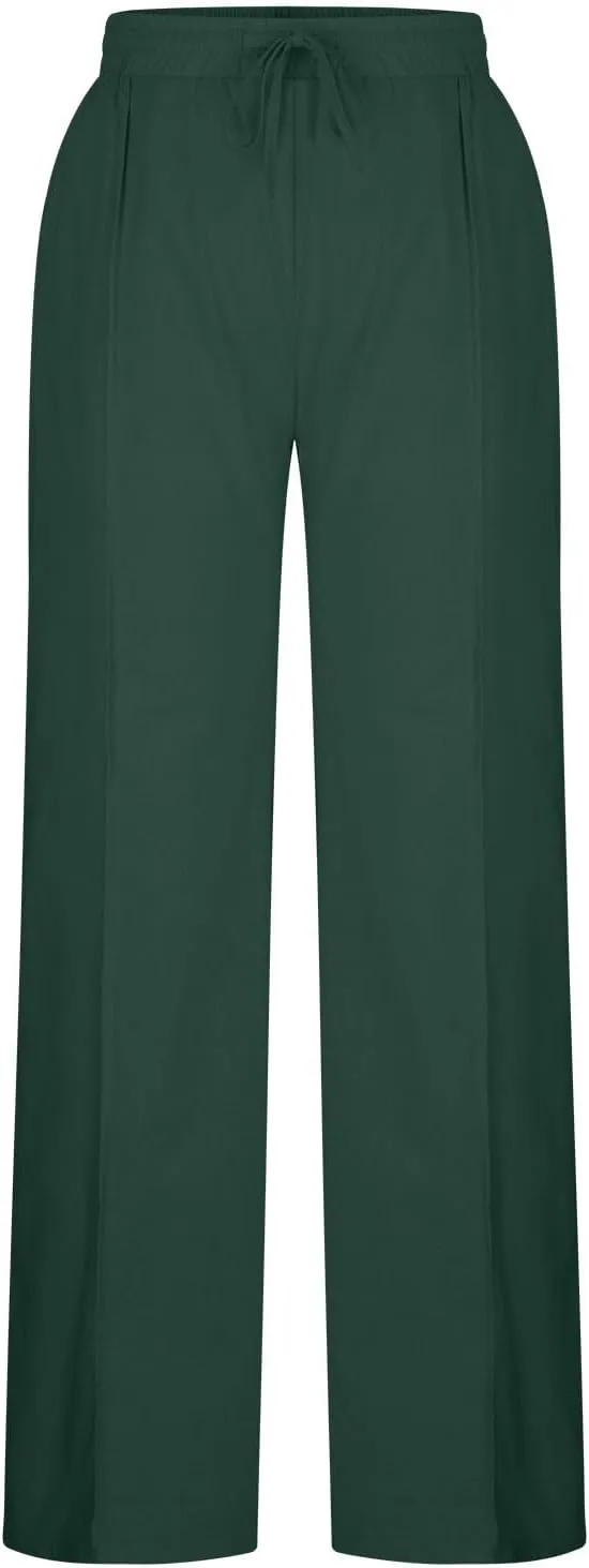 Ruziyoog Women's Cotton Linen Pants Summer Drawstring Waist Wide Leg Lounge Palazzo Pants Casual Loose Yoga Trousers