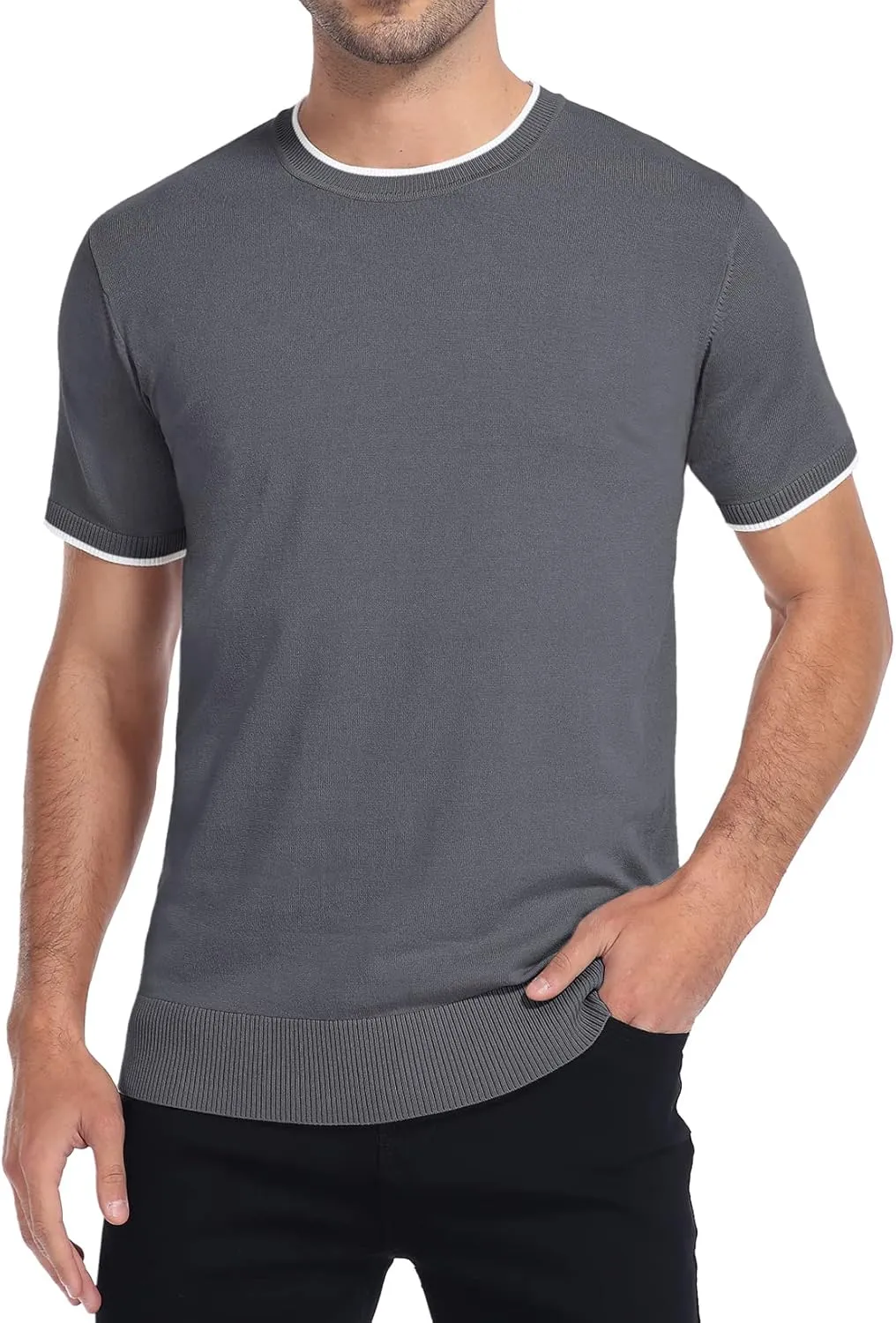 Sailwind Mens Short Sleeve Crew Neck Contrast Trim Knit T-Shirt