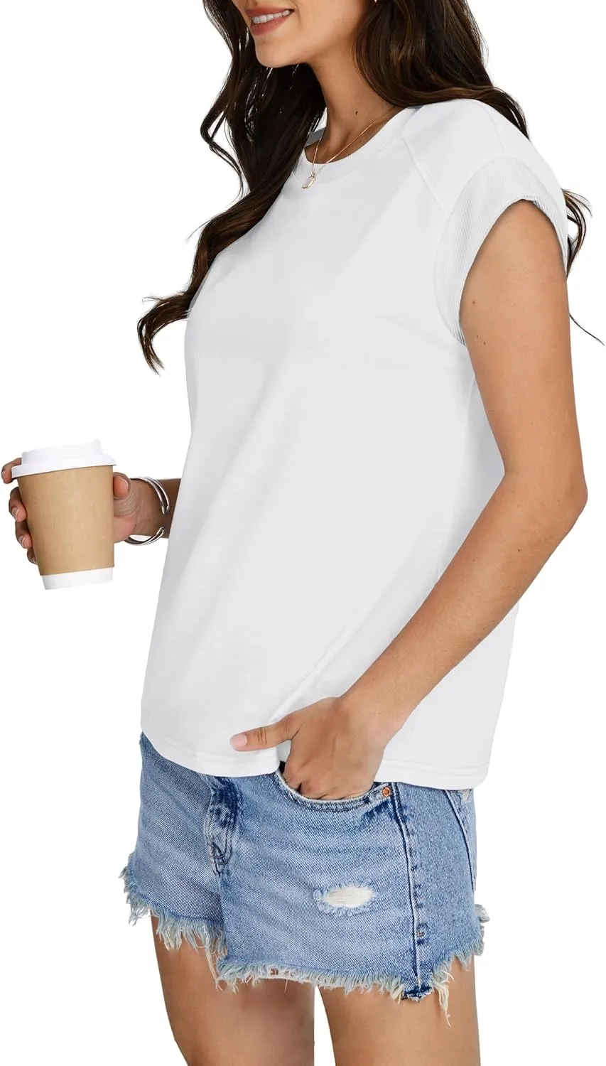 SAMPEEL Womens Tops Summer Dressy Casual Raglan Cap Sleeve T Shirts Basic Tee Shirts Trendy 2025