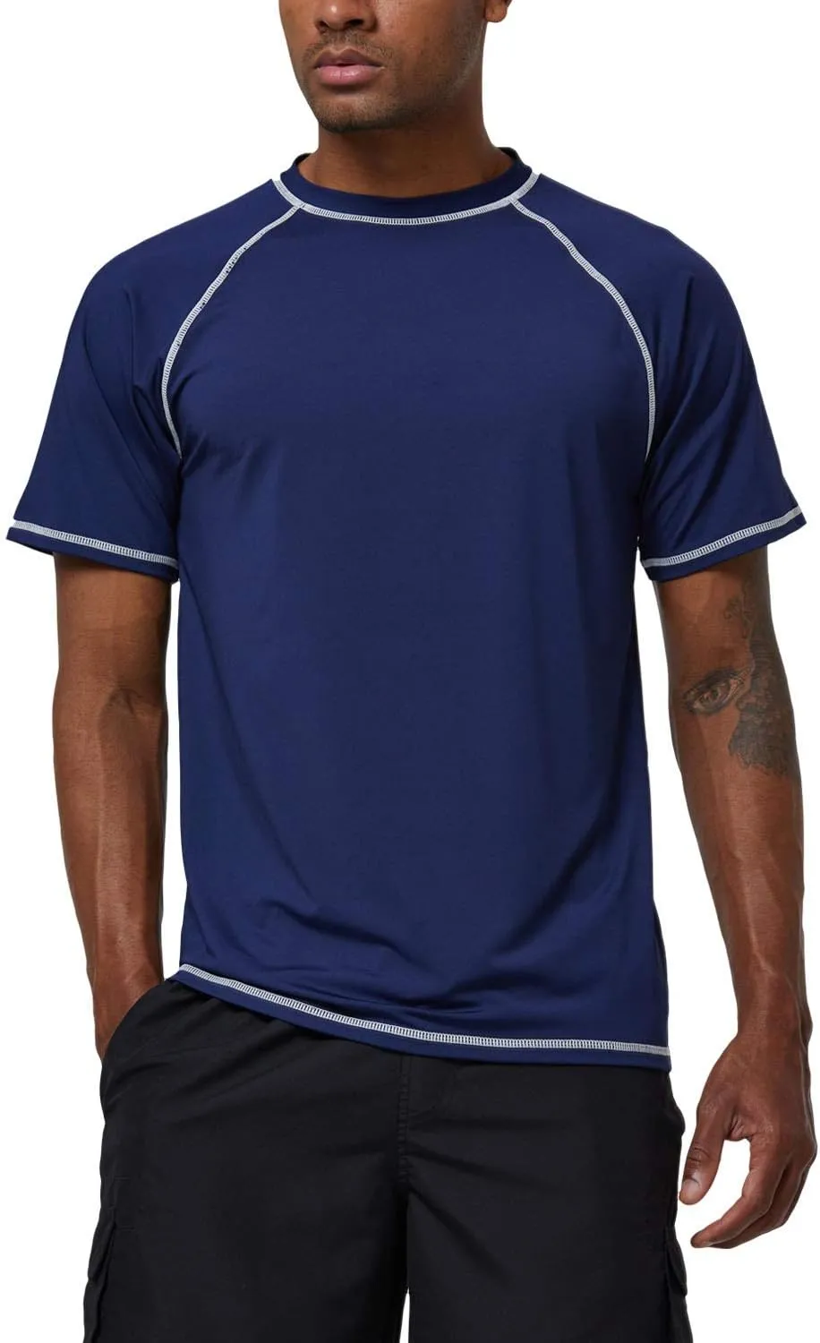 Satankud Men's UPF 50  Rashguard Swim Tee Short Sleeve Running Shirt Swimwear Swim Hiking Workout Shirts