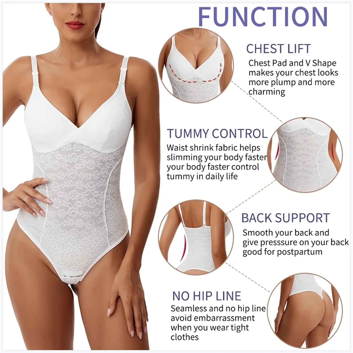 Shapewear Lace Tummy Control Shapeware Built-in Bra Corset Tops Women Shapewear Camisole Butt Lifter Jumpsuits Body Shaper