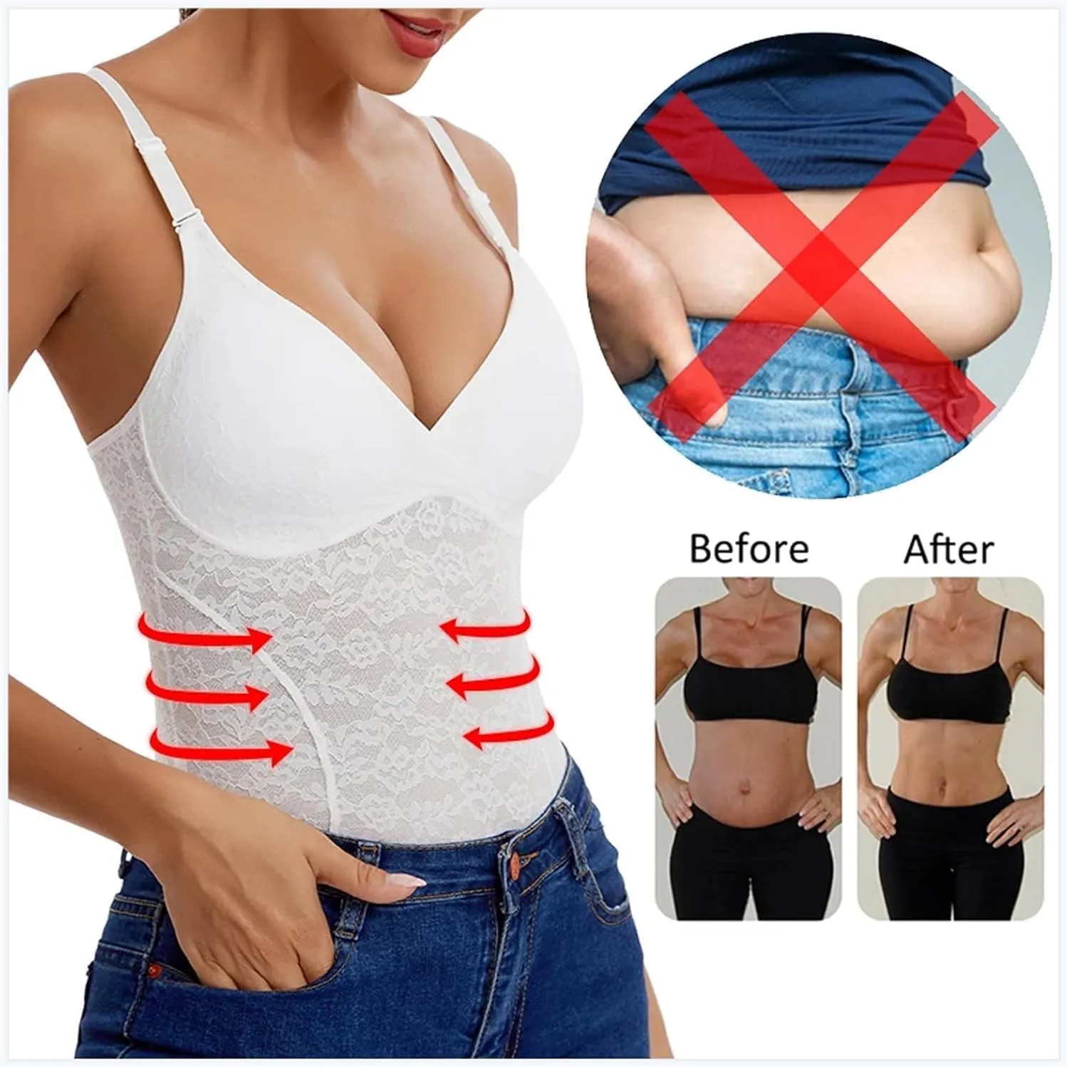 Shapewear Lace Tummy Control Shapeware Built-in Bra Corset Tops Women Shapewear Camisole Butt Lifter Jumpsuits Body Shaper