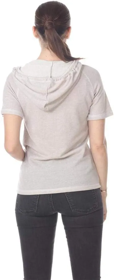 Short Sleeve Zip Hoodie Women Cotton Blend Hoodie Zip Up Pocket Short Sleeve JacketComfortable for Everyday Wear