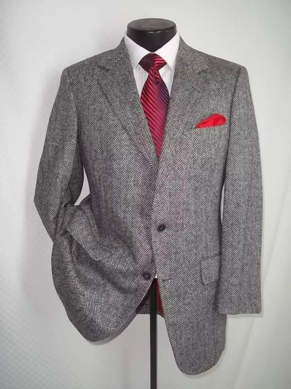 SHUZHXLZANGY Tweed Blazer Men Sport Coats and Blazers for Men Slim Fit Herringbone Suit Jacket