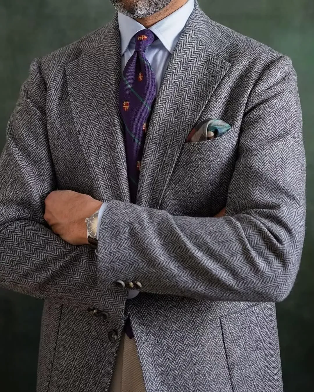 SHUZHXLZANGY Tweed Blazer Men Sport Coats and Blazers for Men Slim Fit Herringbone Suit Jacket
