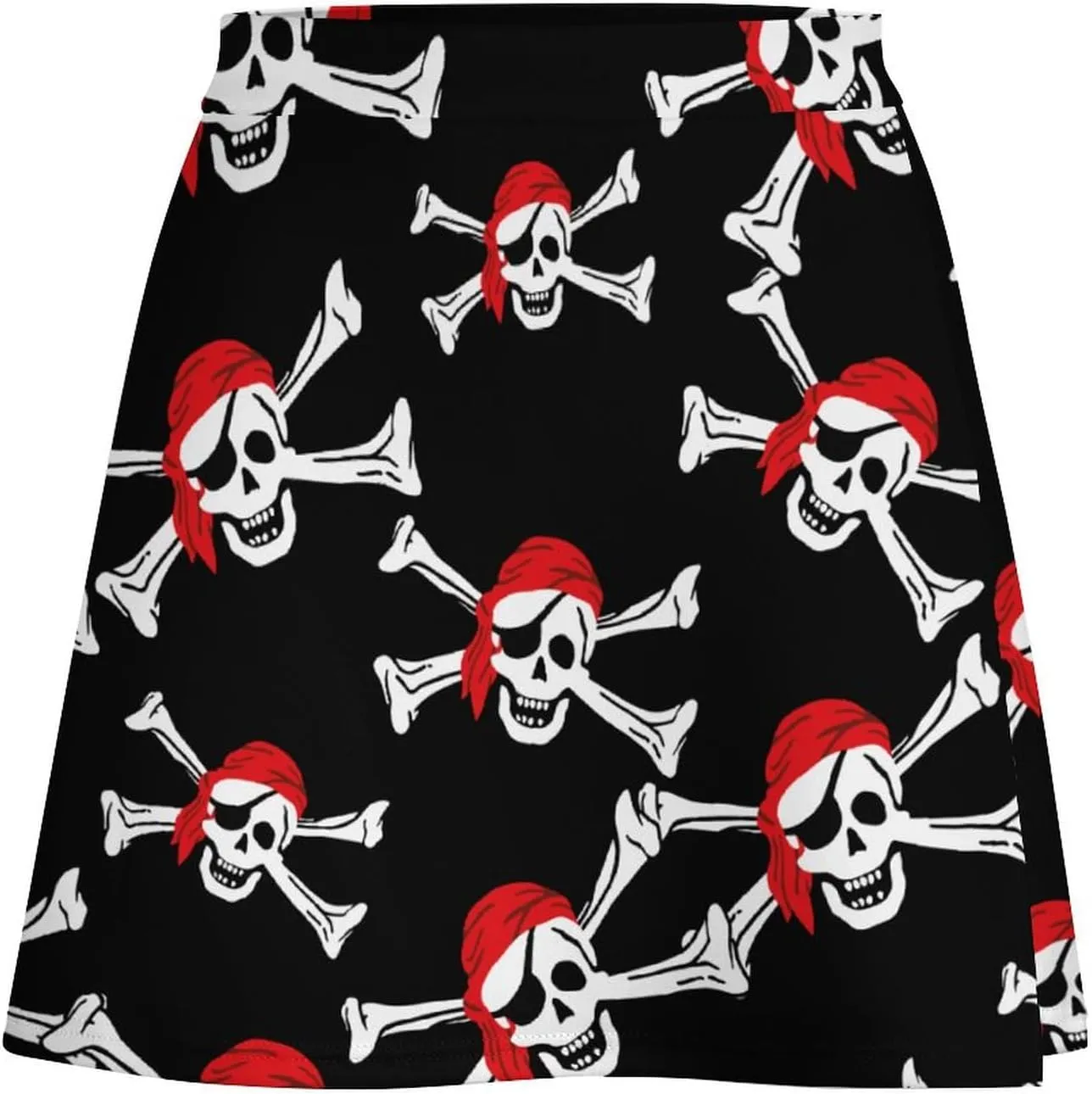 Skull Crossbones Pirates Flag Women's Mini Skirts High Waist Short Skorts Casual A-line Skirt