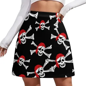 Skull Crossbones Pirates Flag Women's Mini Skirts High Waist Short Skorts Casual A-line Skirt