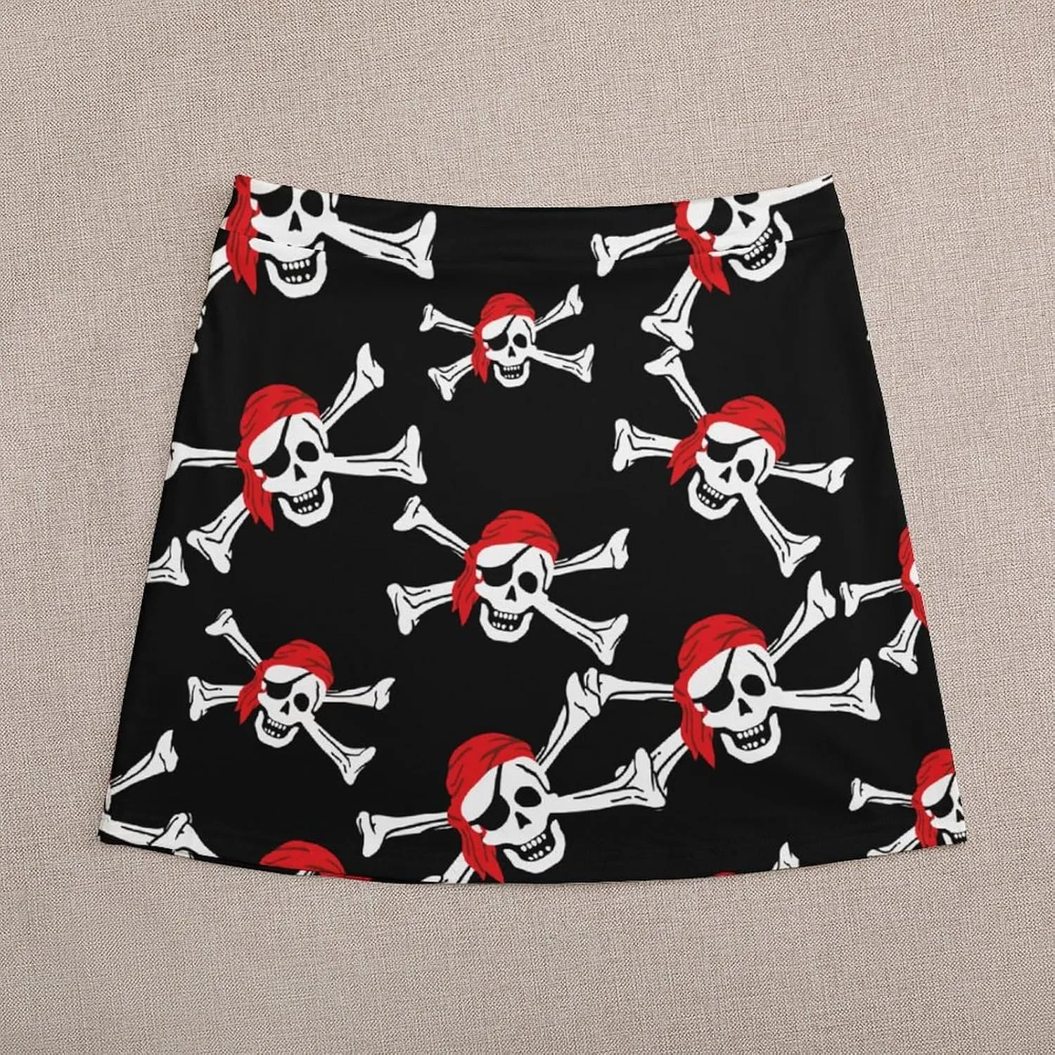 Skull Crossbones Pirates Flag Women's Mini Skirts High Waist Short Skorts Casual A-line Skirt