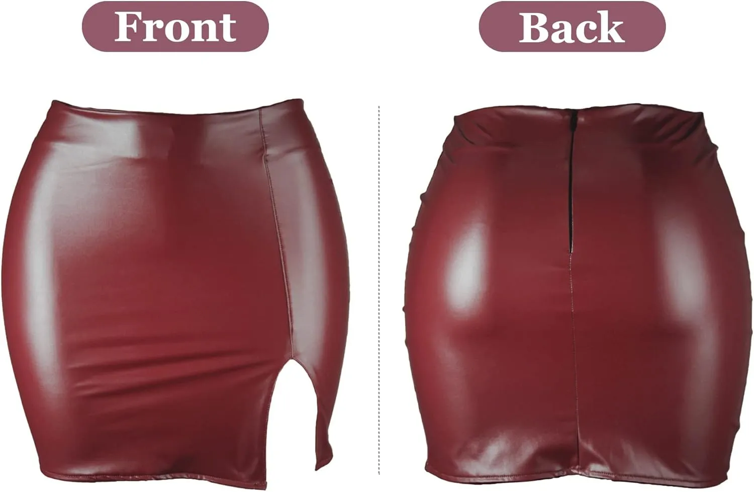 Slit Skirt for Women High Waist Sexy Mini Leg Slit Bodycon Skirts Stretchy