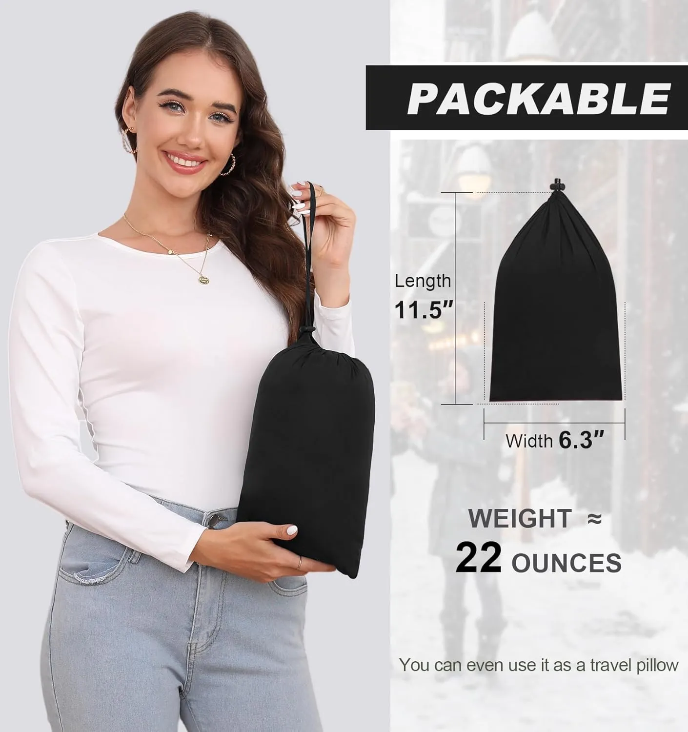 SLOWTOWN Womens Lightweight Puffer Jacket Packable Hooded Puffer Jacket Winter Puffy Coat