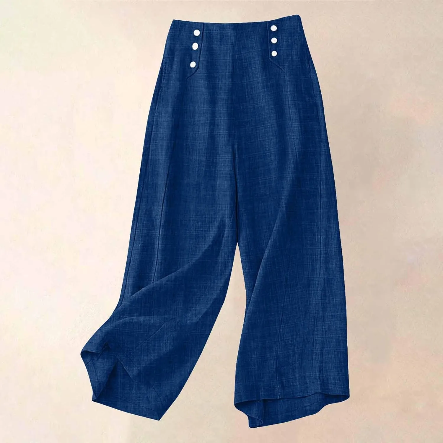 Solid Color Linen Pants for Women 2025 Summer Flowy High Waisted Beach Palazzo Trousers with Pockets